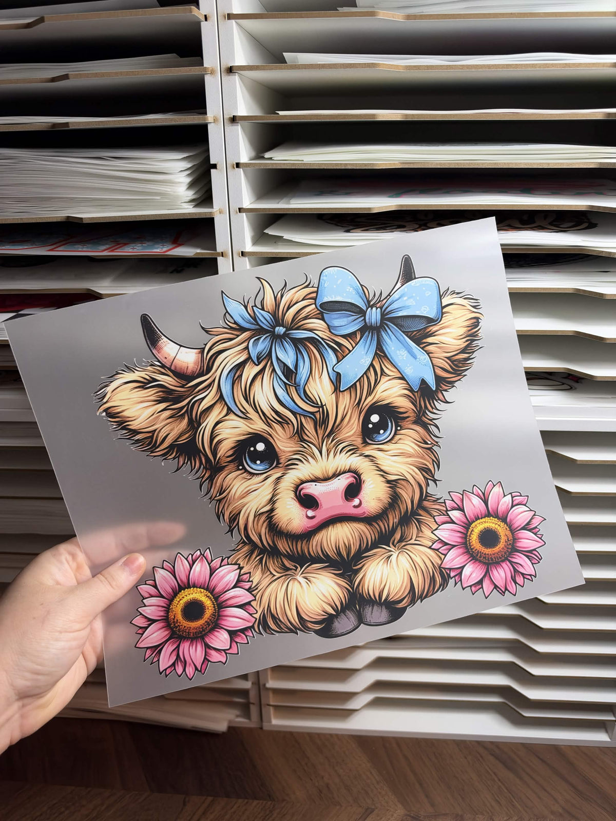 PINK FLOWER COW DTF