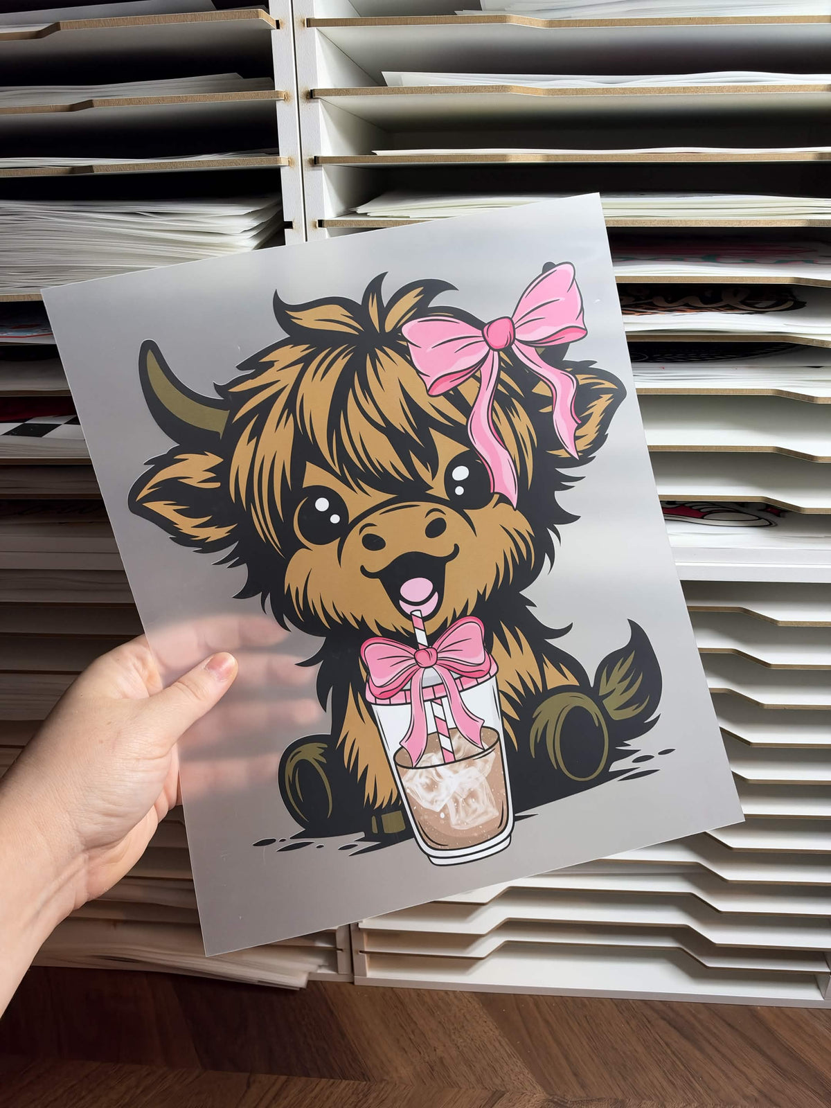 PINK COFFEE COW DTF