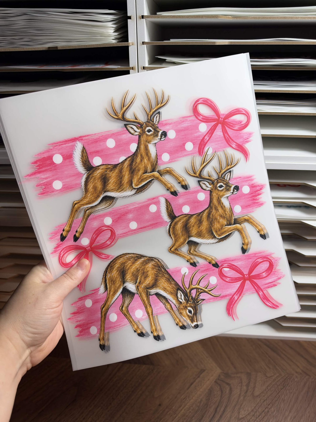 WINTER DEER PINK DTF