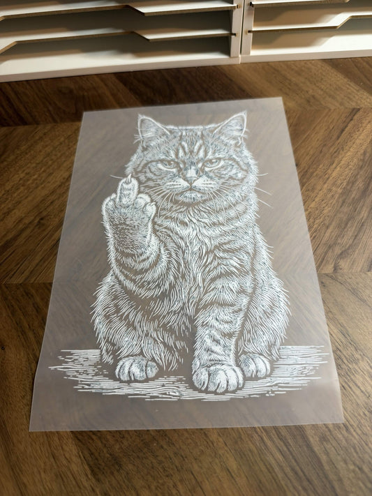 MIDDLE FINGER CAT 2TONE DTF
