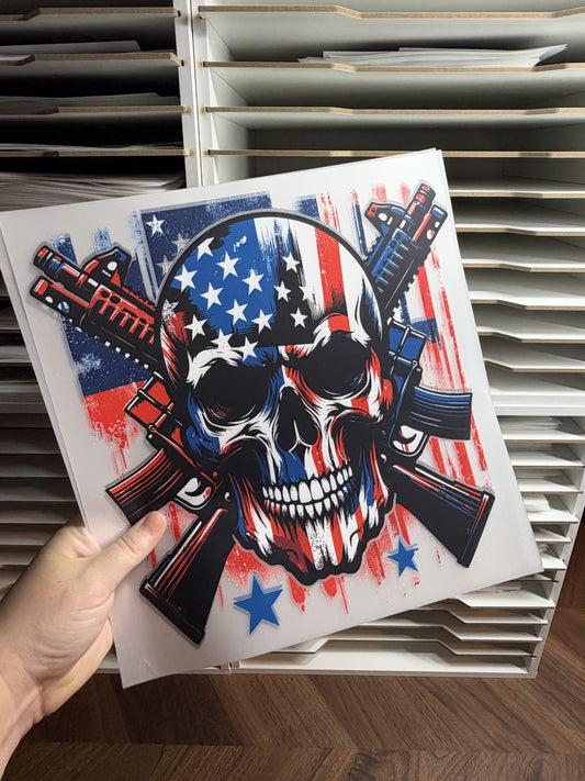 PATRIOTIC SKULL DTF