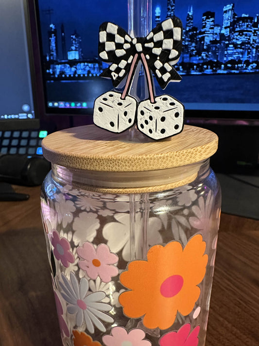 DICE BOW STRAW TOPPER 3D PRINTED