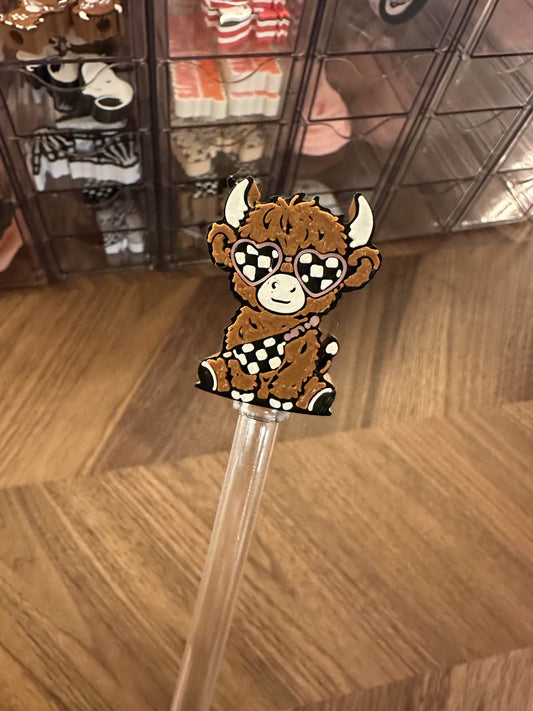 RETRO COW STRAW TOPPER 3D PRINTED