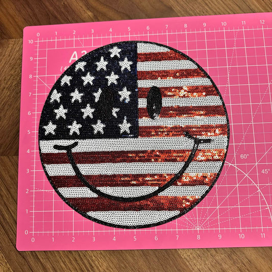 USA SMILEY SEQUIN PATCH