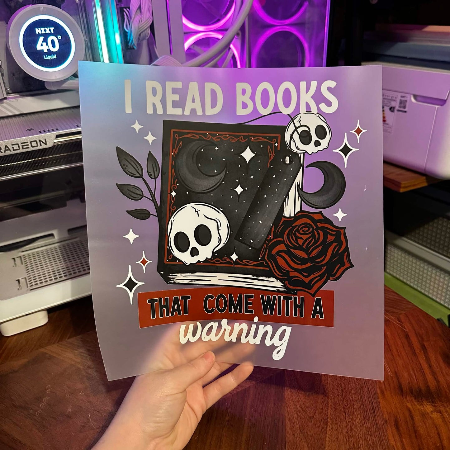 I READ BOOKS THAT COME WITH A WARNING DTF PRINT