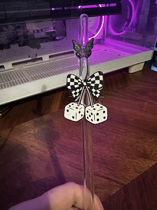 DICE BOW STRAW TOPPER 3D PRINTED