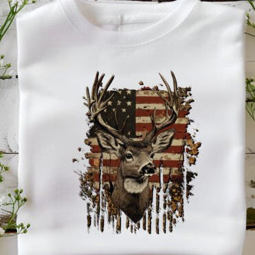 DISTRESSED PATRIOTIC DEER SCREEN PRINT